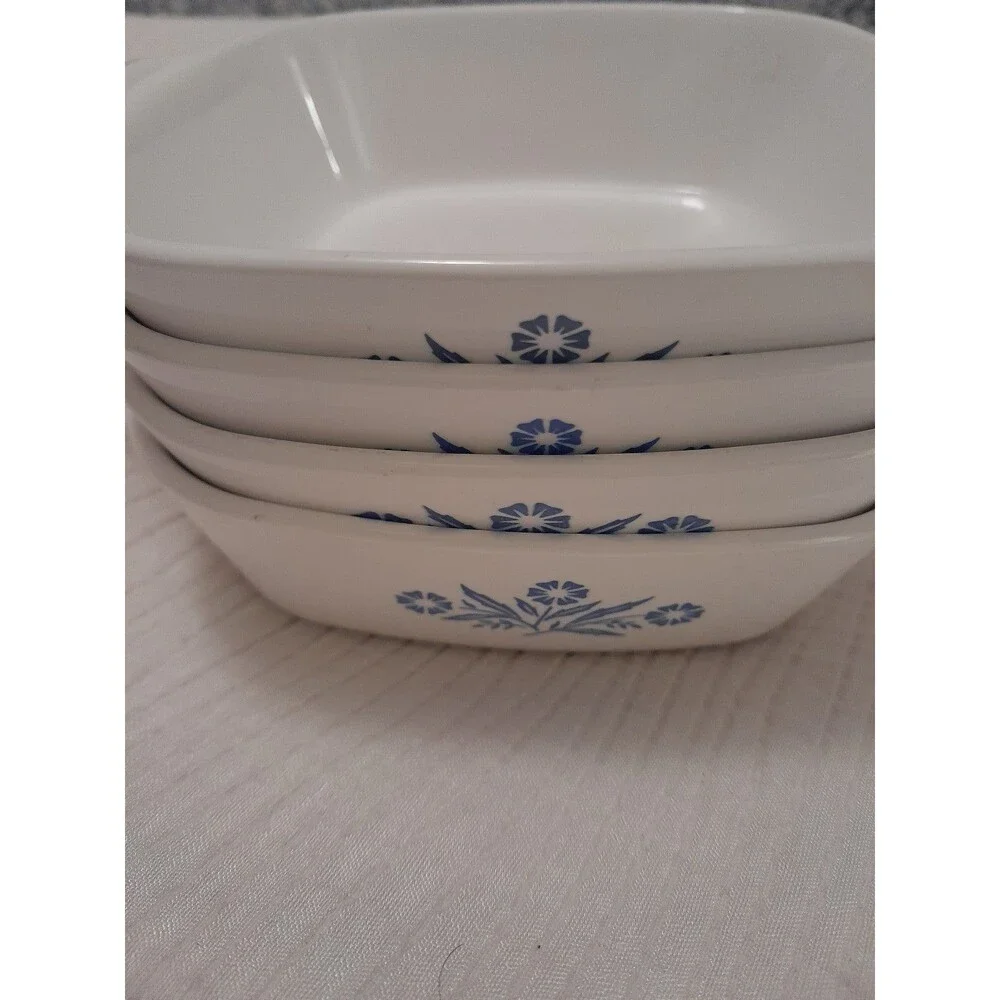 Corning Ware Blue Cornflower Mini Casserole Dishes Set of 4 Vintage